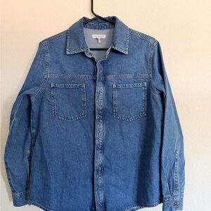 Good American Split Back Denim Long Sleeve Top